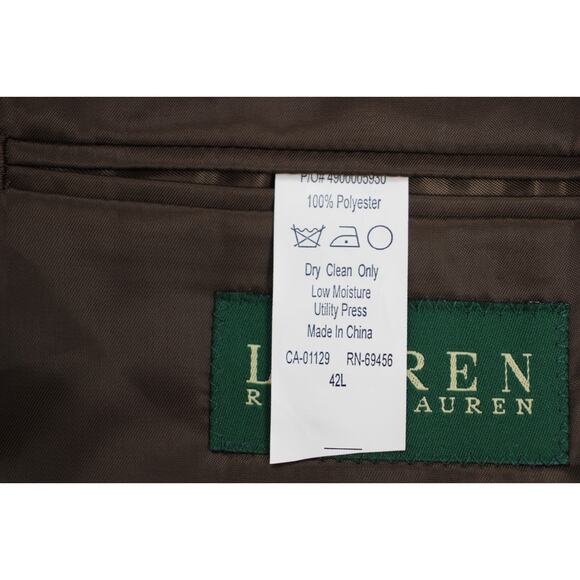 Lauren Ralph Lauren Blazer Mens 42L Brown Microfiber Faux-Suede Sports Jacket - Picture 5 of 10